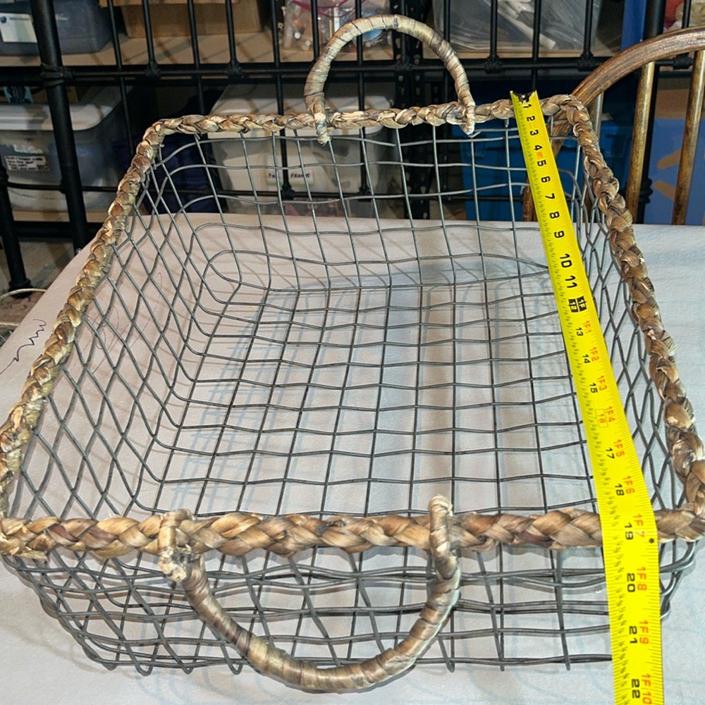 Large Basket Woven and Metal